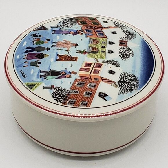 Villeroy & Boch Porcelain Naif Christmas Large Cover Candy Box Signed G. Laplau - Picture 8 of 10